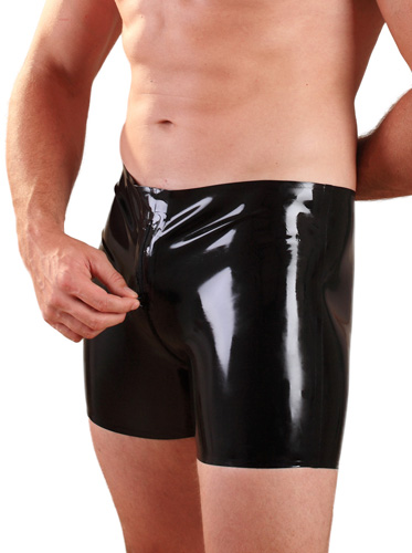 Latex Rubber Boxer Shorts With Thru Zip